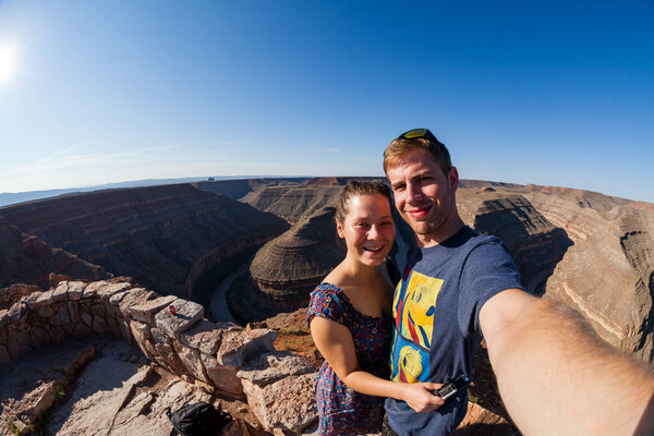 The young couple near Goosenecks State Park