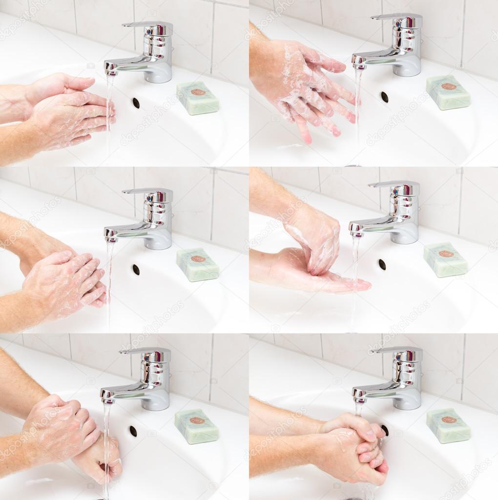 Man washing hands with soap — Stock Photo © oscity 99499288