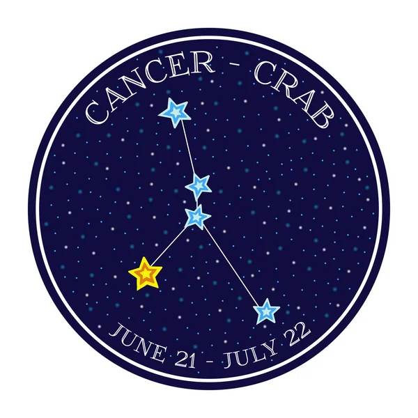 Καρκίνος zodiac αστερισμός στον χώρο. Χαριτωμένα κινούμενα σχέδια στυλ διάνυσμα — Διανυσματικό Αρχείο