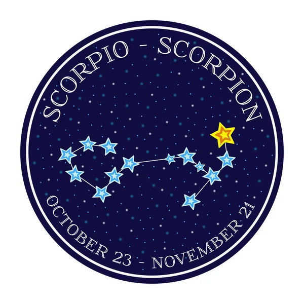 Constelación del zodiaco Escorpión en el espacio. Lindo estilo de dibujos animados vecto — Vector de stock