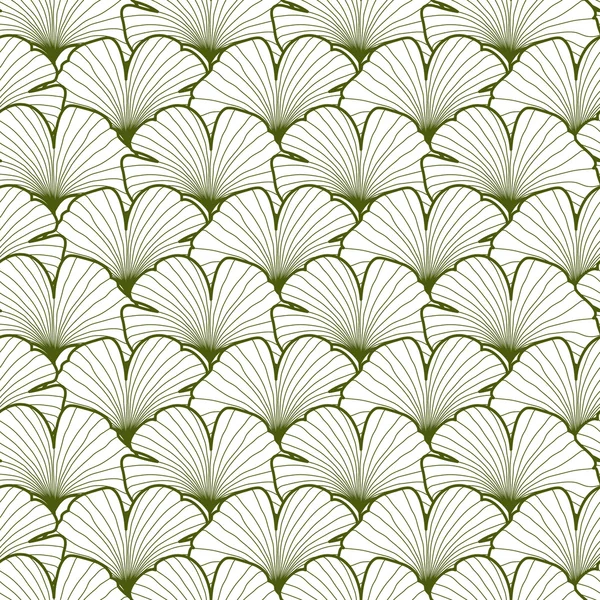 Le ginkgo graphique vert et blanc laisse un motif sans couture — Image vectorielle