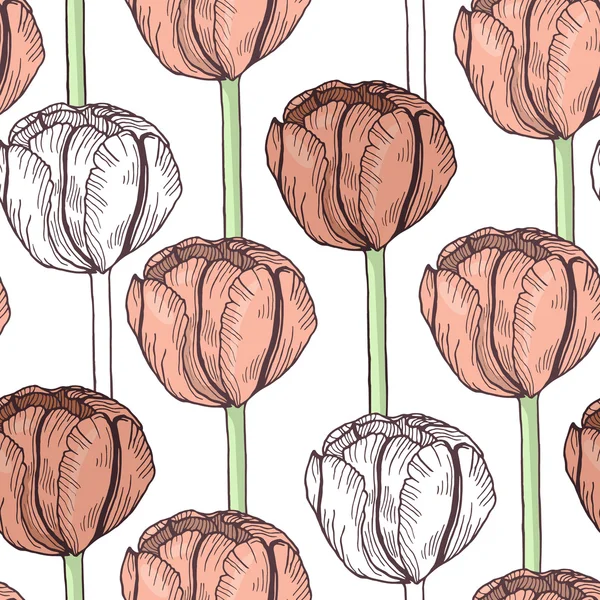 Modèle sans couture tulipe. Fond de fleur vectoriel — Image vectorielle