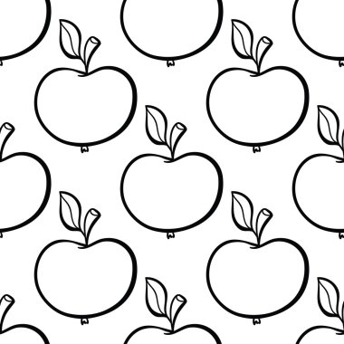 Sevimli çizgi stili el çekilmiş elma seamless modeli