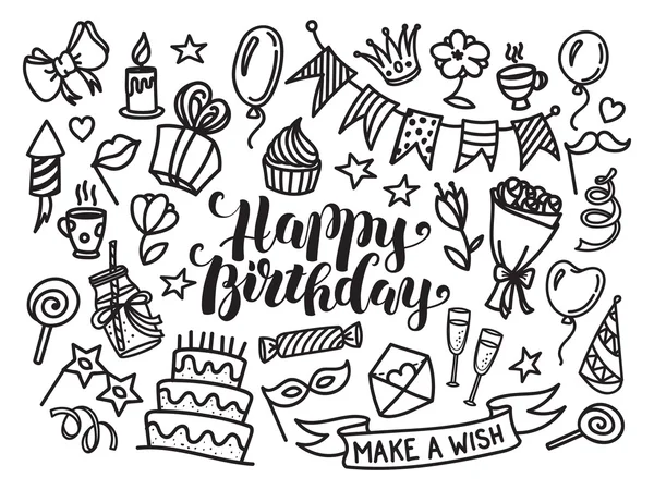 İyi ki doğdun yazı ve doodle seti