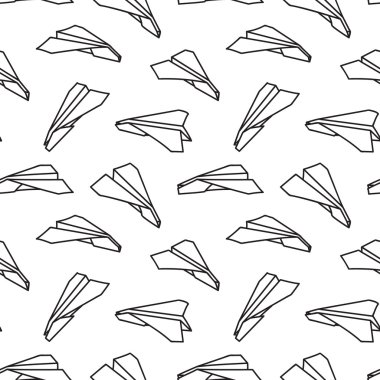 Siyah ve beyaz kağıt uçak seamless modeli