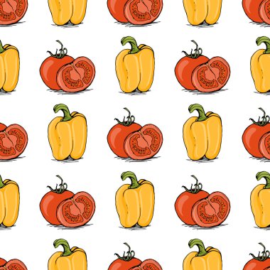 İştah açıcı kırmızı domates ve sarı dolmalık biber seamless modeli