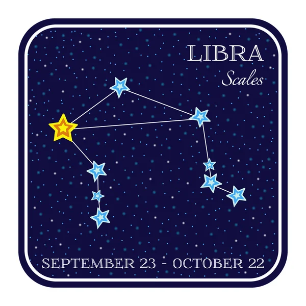 Constelación zodiacal Libra en marco cuadrado — Vector de stock