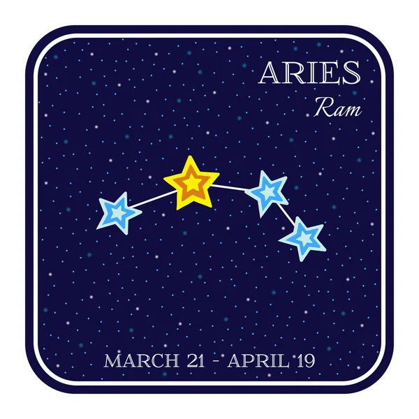 Constelación zodiacal Aries en marco cuadrado — Vector de stock