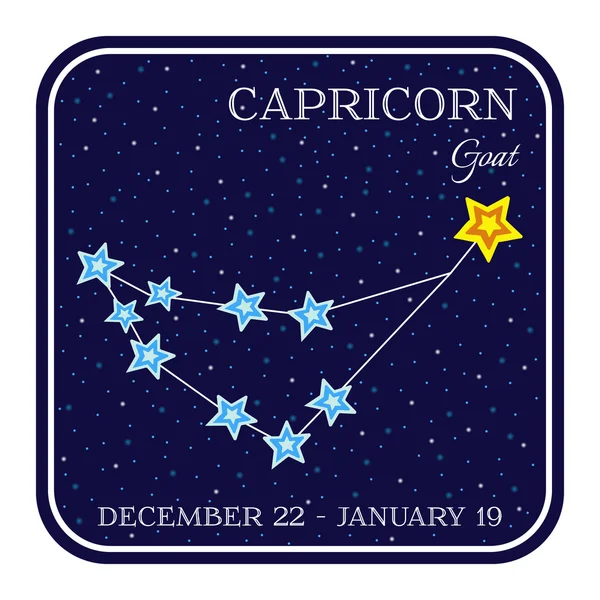 Constelación del zodíaco de Capricornio en marco cuadrado — Vector de stock