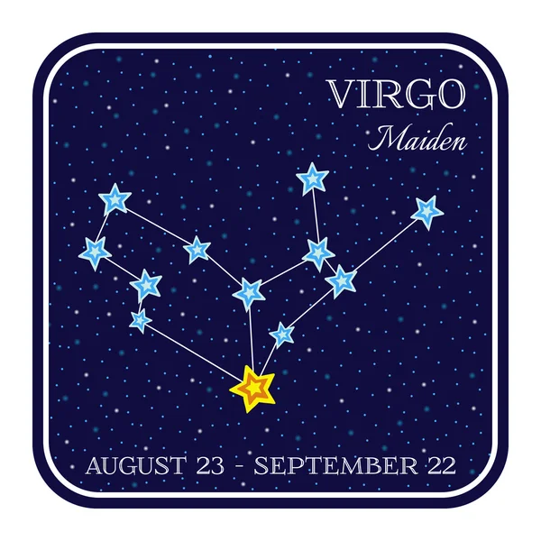 Constelación del zodíaco de Virgo en marco cuadrado — Vector de stock
