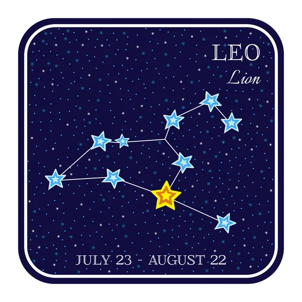 Constelación zodiacal Leo en marco cuadrado — Vector de stock