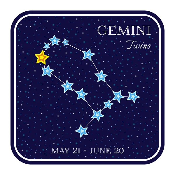 Constelación zodiacal Géminis en marco cuadrado — Vector de stock