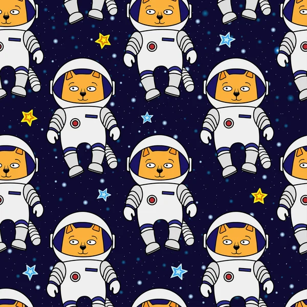 Sorunsuz kedi astronot desen — Stok Vektör