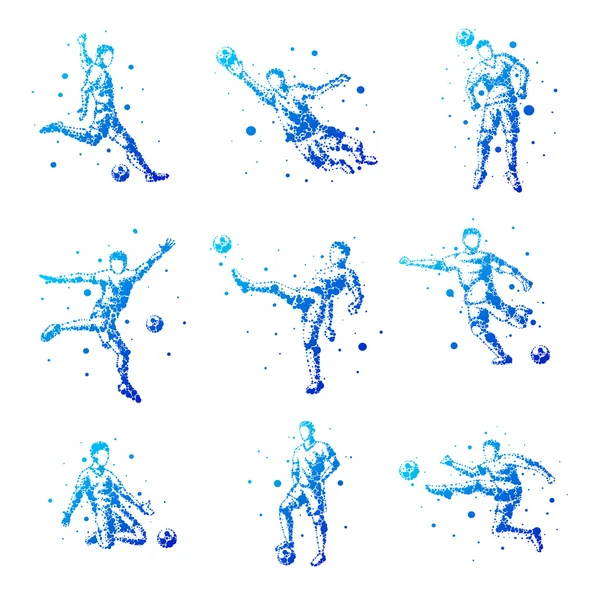 Set of abstract football players. Isolated — Stock Vector