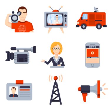 Düz Icon set çizimleri