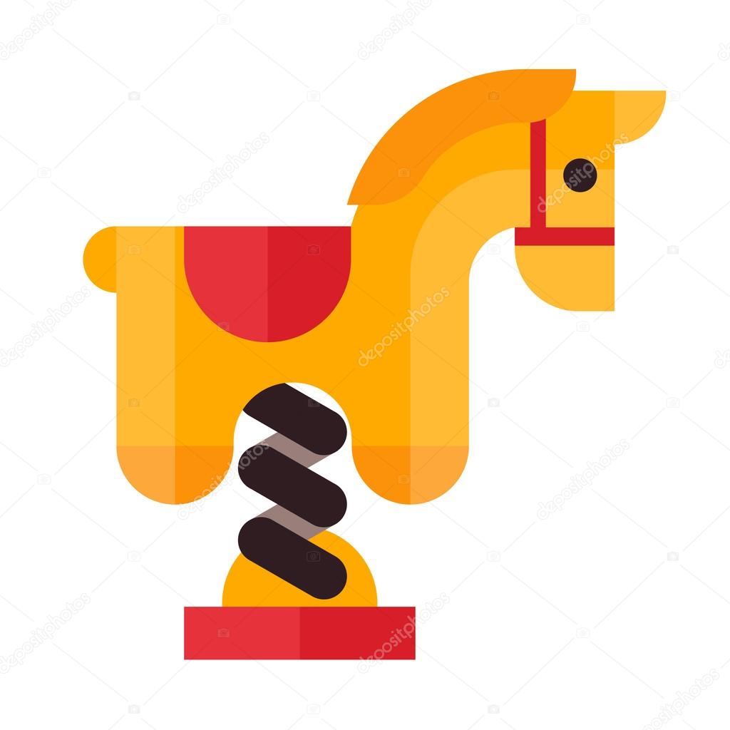 Horse swing icon in flat style isolated on white background. Outdoor childrens Playground. Toy horse. Horse flat. Swings the horse