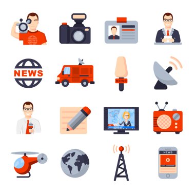 Düz Icon set çizimleri