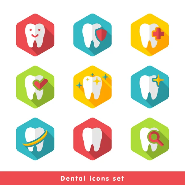 Ilustración de iconos dentales en estilo plano — Foto de Stock