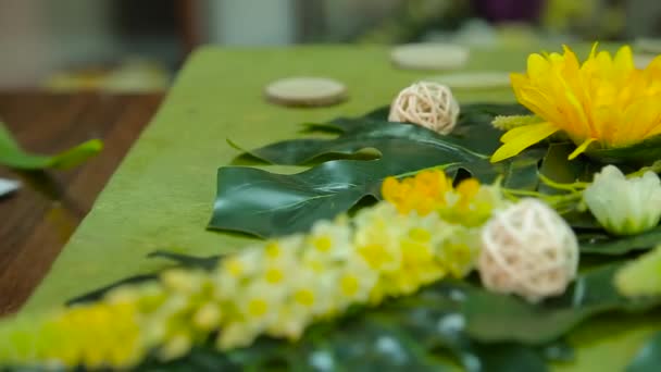 Apliques florales de primavera de cerca — Vídeo de stock