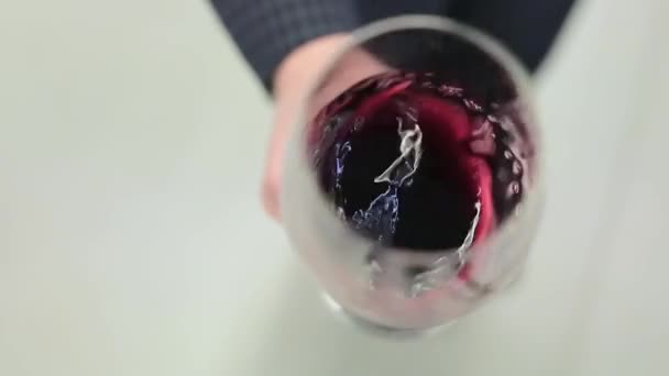 Shaking vino tinto vista superior — Vídeo de stock
