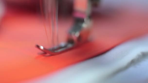 Sewing machine making line close up — Stock Video