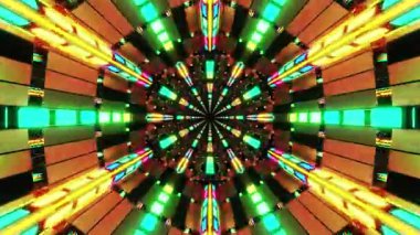 Canlı tünel video döngüsü ekran koruyucuları ve dinamik geometrik desenler ve parlak renkler için görsel bir deneyim yaratır