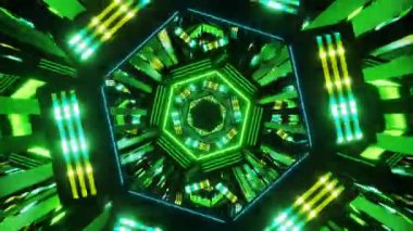 Canlı tünel video döngüsü ekran koruyucuları ve dinamik geometrik desenler ve parlak renkler için görsel bir deneyim yaratır