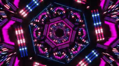 Canlı tünel video döngüsü ekran koruyucuları ve dinamik geometrik desenler ve parlak renkler için görsel bir deneyim yaratır