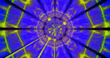 Canlı tünel video döngüsü ekran koruyucuları ve dinamik geometrik desenler ve parlak renkler için görsel bir deneyim yaratır
