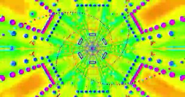 Canlı tünel video döngüsü ekran koruyucuları ve dinamik geometrik desenler ve parlak renkler için görsel bir deneyim yaratır