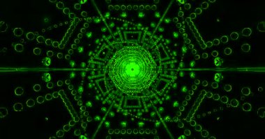 Canlı yeşil desenleri büyüleyen, pürüzsüz tünel video vj ekran koruyucusuyla büyüleyici bir görsel deneyim yarat