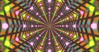 Dinamik tünel video döngüsü hareketsiz hareket ve parlak renklerle canlı ve büyüleyici bir görsel deneyim yaratıyor