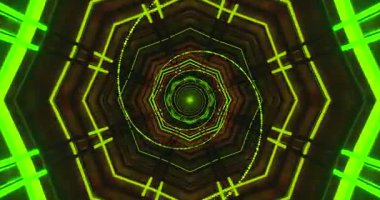 Parlak Neon Yeşil ve Sarı Soyut Sekizgen Tünel