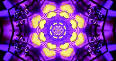 Seamless tunnel video loop creating vibrant patterns in purple and yellow tones for immersive visual experience