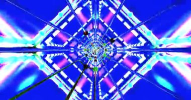 Seamless tunnel video loop featuring dynamic lights and geometric patterns for immersive screensaver experience