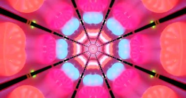 Renkli tünel video döngüsü, sürekli hareket halinde parlak ışık ve şekilleri görüntüler ve büyüleyici bir dijital ekran koruyucu etkisi yaratır