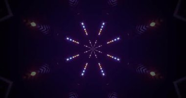 Neon Chevonlar ve Noktalarla Karanlık Soyut Radyasyon Kaleydoskobu