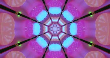 Küreli Parlak Mavi ve Mor Soyut Sekizgen Tüneli