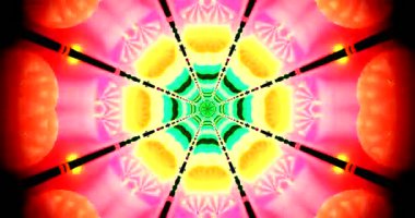 Seamless tunnel video loop featuring vibrant colors and geometric patterns in an abstract setting