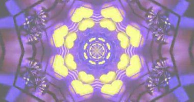 Seamless tunnel video loop creating vibrant patterns in purple and yellow tones for immersive visual experience
