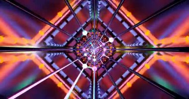 Hareketli tüneli dinamik ışıklar ve renklerle keşfedin. Kusursuz döngüde büyüleyici bir görsel deneyim yaratın.