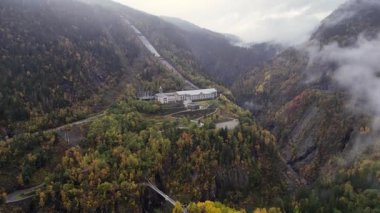 Aerial View of Aiguille du Midi Peak and Cable Car Station