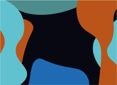 Siyah arkaplanda mavi, turuncu ve mavi renkli soyut şekiller