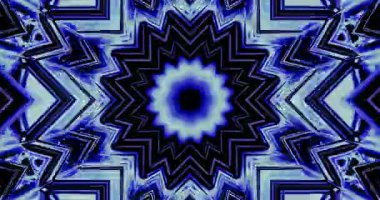 Abstract Blue and Black Starburst Kaleidoscope Pattern