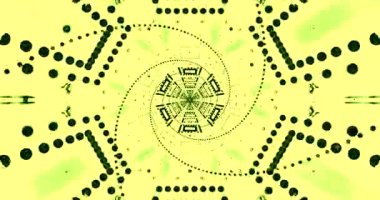 Abstract Yellow and Green Dot Pattern with Central Spiral