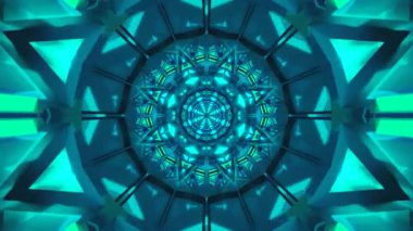 Canlı mavi ve deniz mavisi renkleri içeren karmaşık geometrik desen