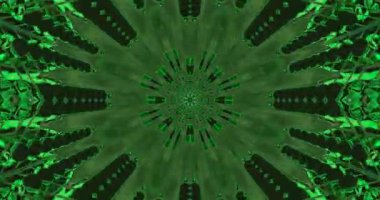 Merkezden yayılan yeşil şekilli soyut desen