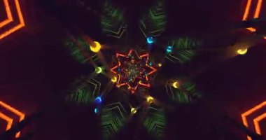 Karanlıkta yıldız şekli oluşturan renkli ışıklar