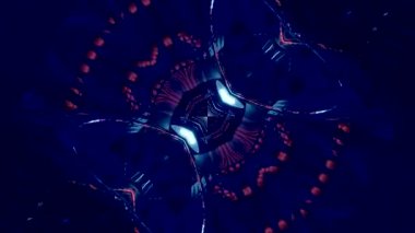 Soyut desen koyu mavi tonlarda simetrik şekiller yaratıyor