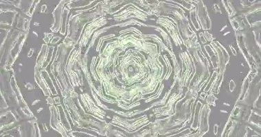 Özmerkezli dairelere ve çiçek şekillerine benzeyen soyut desenler.